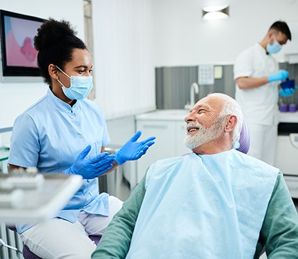 Woman with gum irritation